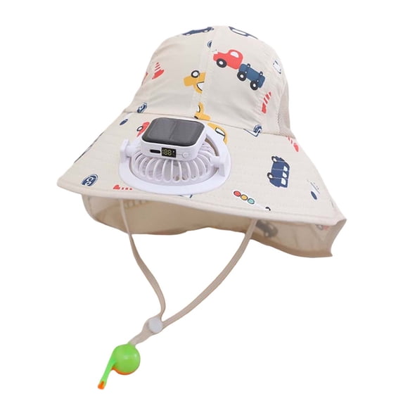 Krdevn Kids Solar Fan Hat Summer Beach Trips Cap with Built In USB Charging Fan Outdoor Wide Brim Garden Hats UPF 50+ Size:4