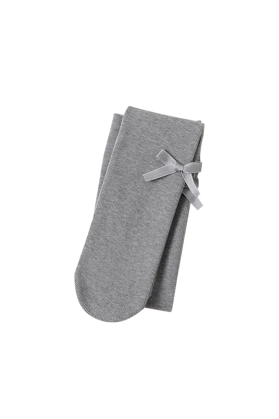 Krdevn Kids Solid Bow Rib Cotton Mid Calf Socks Size:9-12 Years