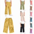 thumbnail image 1 of Krdevn Kids' Solid Color Cotton Gauze Pants, Elastic Waist Loose Wide Leg Summer Pants,Yellow, 1 of 6