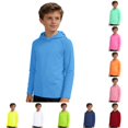 thumbnail image 1 of Krdevn Kids Solid Color Hooded Long Sleeve Shirt, Lightweight Outdoor Sun Protection Casual Pullover Top for Boys and Girls,Blue, 1 of 6
