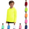 thumbnail image 1 of Krdevn Kids Solid Color Hooded Long Sleeve Shirt, Lightweight Outdoor Sun Protection Casual Pullover Top for Boys and Girls,Yellow, 1 of 6