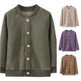 thumbnail image 1 of Krdevn Kids Solid Lined Raglan Sleeve Button Baseball Jacket Army Green,6-7 Years, 1 of 4