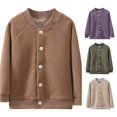 thumbnail image 1 of Krdevn Kids Solid Lined Raglan Sleeve Button Baseball Jacket Coffee,5-6 Years, 1 of 4