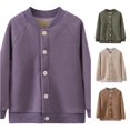 thumbnail image 1 of Krdevn Kids Solid Lined Raglan Sleeve Button Baseball Jacket Purple,4-5 Years, 1 of 4