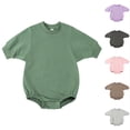 thumbnail image 1 of Krdevn Kids Solid Long Sleeve Sweatshirt Bodysuit, Loose Soft Pullover Romper for Boys Girls,Green, 1 of 3