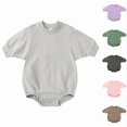 thumbnail image 1 of Krdevn Kids Solid Long Sleeve Sweatshirt Bodysuit, Loose Soft Pullover Romper for Boys Girls,Light Gray, 1 of 3