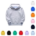 thumbnail image 1 of Krdevn Kids Solid Pullover Hoodie Contrast Inner Lining Kangaroo Pocket Thick Soft Long Sleeve Casual Base Sweatshirt,12-18 Months, 1 of 4