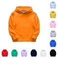 thumbnail image 1 of Krdevn Kids Solid Pullover Hoodie Contrast Inner Lining Kangaroo Pocket Thick Soft Long Sleeve Casual Base Sweatshirt,5-6 Years, 1 of 5