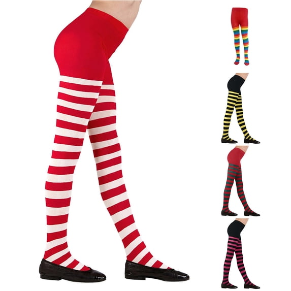 Krdevn Kids Striped Full Length Tights Stretch Pantyhose Cosplay Accessory for Halloween Carnival Themed Party DressâUp Outfits,10-12 Years