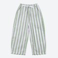thumbnail image 1 of Krdevn Kids' Striped Linen Cotton Pants, Elastic Waist Drawstring Trousers for Boys & Girls,Green, 1 of 6