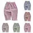 thumbnail image 1 of Krdevn Kids' Striped Linen Cotton Pants, Elastic Waist Drawstring Trousers for Boys & Girls,Hot Pink, 1 of 3