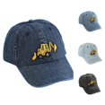 thumbnail image 1 of Krdevn Kids Summer Washed Denim Baseball Cap Cute Excavator Embroidery Adjustable Soft Brim Outdoor Sun Headwear Unisex for Toddler Boys Girls, 1 of 4