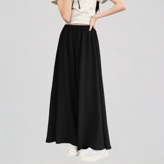 Krdevn Kids Summer Wide Leg Palazzo Pants Pleated High Waisted Pants,6-7 Years