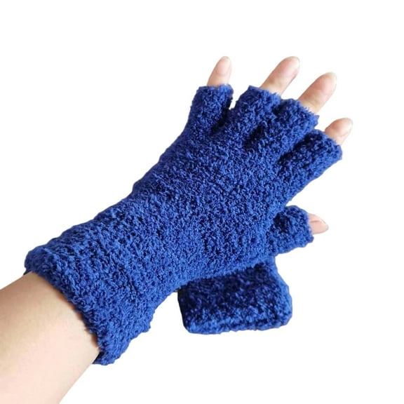 Krdevn Kids Thermal Fingerless Gloves Extra Long Wrist Knitted Mittens for Boys Girls Winter Warm Half Finger Handwear,One Size