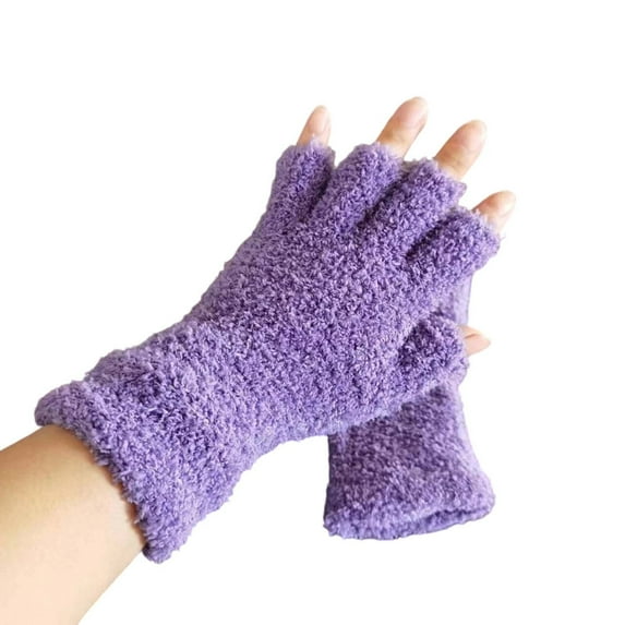 Krdevn Kids Thermal Fingerless Gloves Extra Long Wrist Knitted Mittens for Boys Girls Winter Warm Half Finger Handwear,One Size