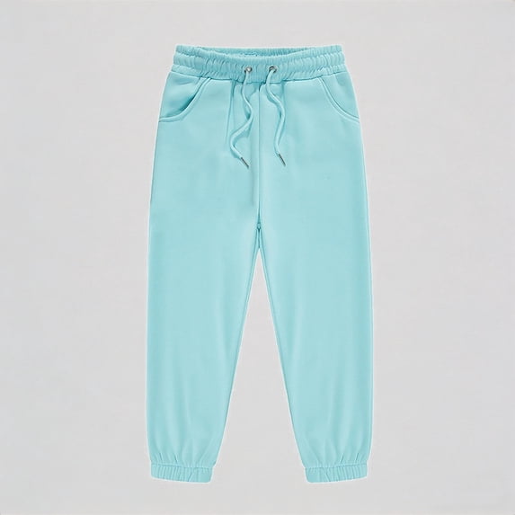 Krdevn Kids Unisex Elastic Waist Jogger Pants Solid Color Casual Sports Trousers,4-5 Years