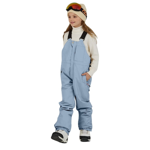 Krdevn Kids Unisex Solid Bib Snow Pants Adjustable Suspender Ski Overalls Waterproof Windproof Insulated Winter Snow Trousers Size:4-5 Years