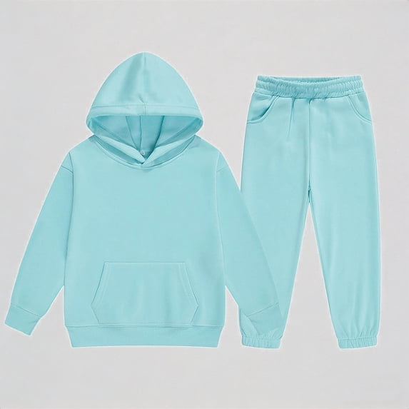 Krdevn Kids Unisex Solid Color Hoodie & Jogger Set Warm Pullover Sweat Suit,10-11 Years