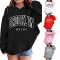thumbnail image 1 of Krdevn Kids Vintage Brooklyn Letter Graphic Drop Shoulder Pullover Hoodie Kangaroo Pocket Soft Casual Sweatshirt,5-6 Years, 1 of 4