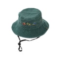 thumbnail image 1 of Krdevn Kids Washed Cotton Bucket Hat Construction Vehicle Embroidery UPF50+ Adjustable Chin Strap Wide Brim Boys Outdoor Sun Fisherman Cap Size:2-8 Years, 1 of 4