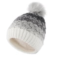 thumbnail image 1 of Krdevn Kids Winter Cable Knit Beanie Hat Single Pom Pom Lined Gradient Textured Stretchy Soft Warm Outdoor Unisex Headwear for Toddler Boys Girls, 1 of 3