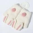 thumbnail image 1 of Krdevn Kids Winter Mittens Cartoon Bunny Design Fuzzy Plush Thermal Lined Anti Lost Hanging String Soft Warm Hand Covers for Cold Weather Outdoor Daily Play Activities, 1 of 3