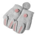 thumbnail image 1 of Krdevn Kids Winter Mittens Cartoon Bunny Design Fuzzy Plush Thermal Lined Anti Lost Hanging String Soft Warm Hand Covers for Cold Weather Outdoor Daily Play Activities, 1 of 3