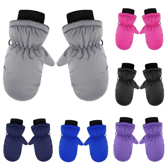 Krdevn Kids Winter Mittens Waterproof Windproof Thermal Lined Elastic Rib Knit Wrist Snow Mitten Gloves for Skiing Sledding Cold Weather Outdoor Play