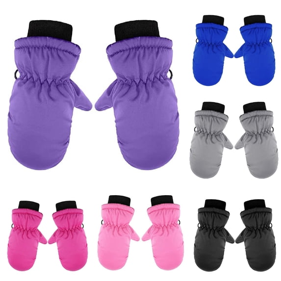 Krdevn Kids Winter Mittens Waterproof Windproof Thermal Lined Elastic Rib Knit Wrist Snow Mitten Gloves for Skiing Sledding Cold Weather Outdoor Play