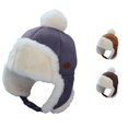thumbnail image 1 of Krdevn Kids Winter Suede Trapper Earflap Hat Single Pom Pom Plush Lined Adjustable Snap Strap Windproof Warm Unisex Outdoor Headwear for Toddler Boys Girls, 1 of 8