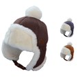 thumbnail image 1 of Krdevn Kids Winter Suede Trapper Earflap Hat Single Pom Pom Plush Lined Adjustable Snap Strap Windproof Warm Unisex Outdoor Headwear for Toddler Boys Girls, 1 of 7