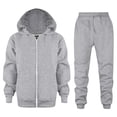 thumbnail image 1 of Krdevn Kids Zip Up Hoodie and Jogger Pants 2 Piece Outfit Solid Casual Athletic Tracksuit Set for Boys Girls, 1 of 9