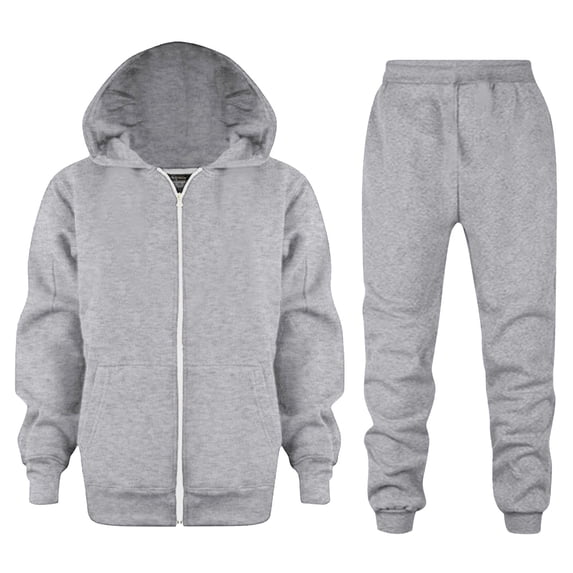 Krdevn Kids Zip Up Hoodie and Jogger Pants 2 Piece Outfit Solid Casual Athletic Tracksuit Set for Boys Girls