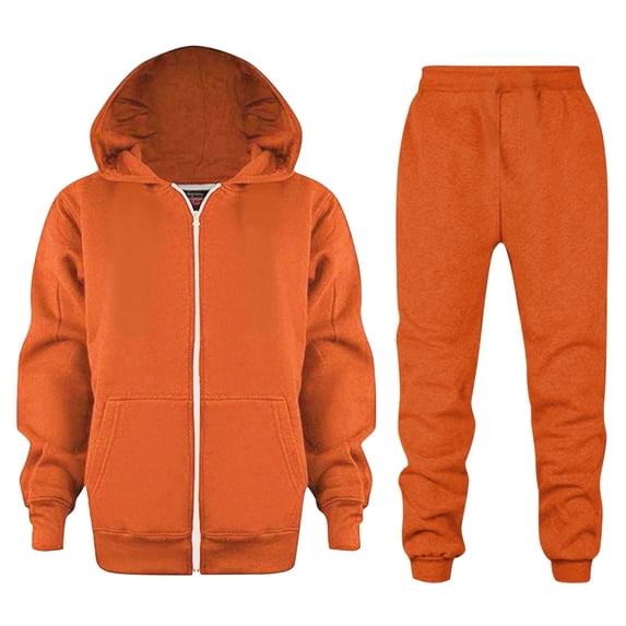 Krdevn Kids Zip Up Hoodie and Jogger Pants 2 Piece Outfit Solid Casual Athletic Tracksuit Set for Boys Girls