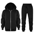 thumbnail image 1 of Krdevn Kids Zip Up Hoodie and Jogger Pants 2 Piece Outfit Solid Casual Athletic Tracksuit Set for Boys Girls, 1 of 9