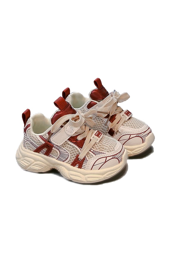 Kids Shoes - Lightweight Platform Girls Dad Shoes E Net Breathable Boys Sneakers Child Running Upper,Color:Red,Size:23