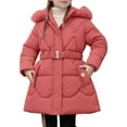 thumbnail image 1 of Krdevn Long Waist Winter Coat for Girls with Warm Filling and Detachable Hood,Size:7-8 Years, 1 of 5