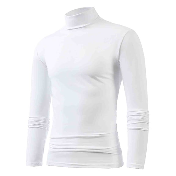 Krdevn Male Winter Warm High Collar Thermal Underwear Men Basic Plain T Shirt Blouse Pullover Long Sleeve Top,S