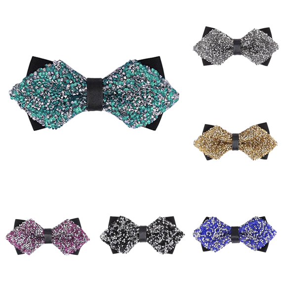 Krdevn Men Glitter Rhinestone Sequined Bow Tie, Pre Tied Sparkly Formal Bowtie for Wedding Prom Club Party Suit Accessories