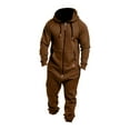 thumbnail image 1 of Krdevn Men Pure Color Splicing Autumn Winter Casual Hoodie Zipper Jumpsuit,3XL, 1 of 8