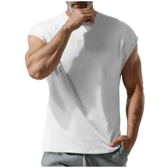Krdevn Men'S Breathable Sleeveless T Shirt Tops Slim Summer Round Neck Short Sleeve,Tank Tops Men,S