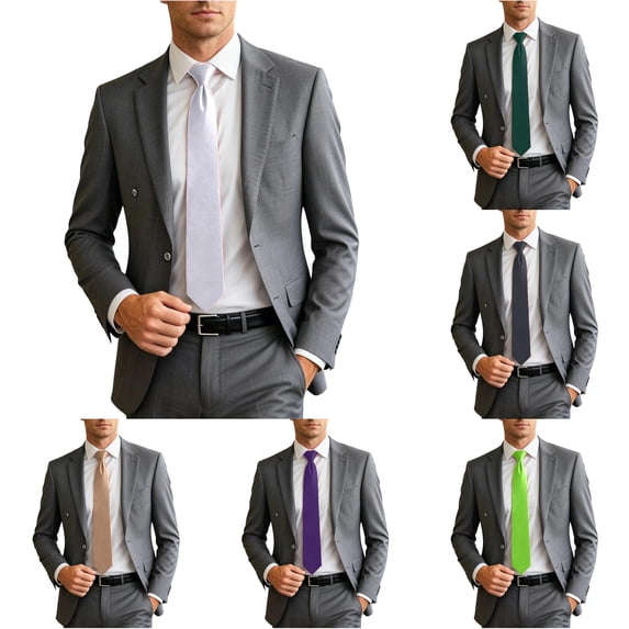 Krdevn Men Solid Satin Zipper Pre-Tied Necktie Adjustable Easy Wear Formal Dress Tie for Business Wedding Suit