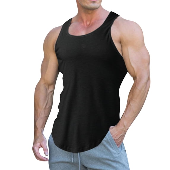 Krdevn Men Spring Summer Casual Beach O Neck Solid Sleeveless Tank Tops Blouse,Tank Tops Men,3XL