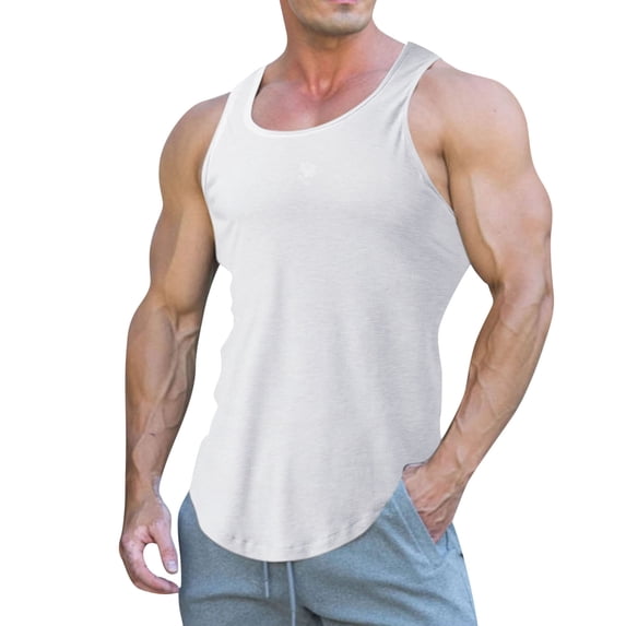 Krdevn Men Spring Summer Casual Beach O Neck Solid Sleeveless Tank Tops Blouse,Tank Tops Men,3XL