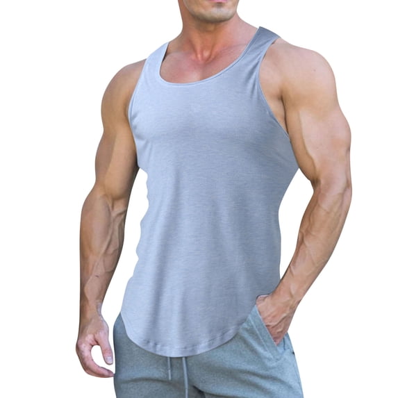 Krdevn Men Spring Summer Casual Beach O Neck Solid Sleeveless Tank Tops Blouse,Tank Tops Men,XXL
