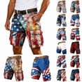 thumbnail image 1 of Krdevn Men's American Flag Print Cargo Shorts Independence Day Distressed Casual Utility Workwear Shorts, 1 of 5
