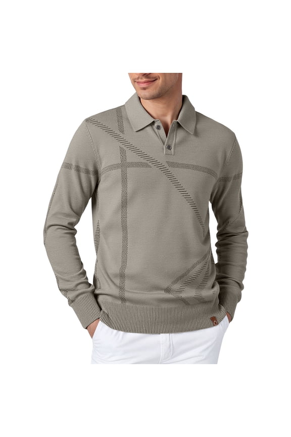 Men's Business Casual Knit Shirt with Embroidered Collar Comfortable Breathable Fabric for and Daily Wear,S