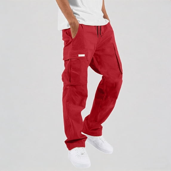 Krdevn Men's Cargo Pants Loose Fit Straight Leg Casual Trousers with Pockets,3XL