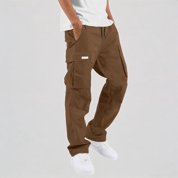 Krdevn Men's Cargo Pants Loose Fit Straight Leg Casual Trousers with Pockets,XL
