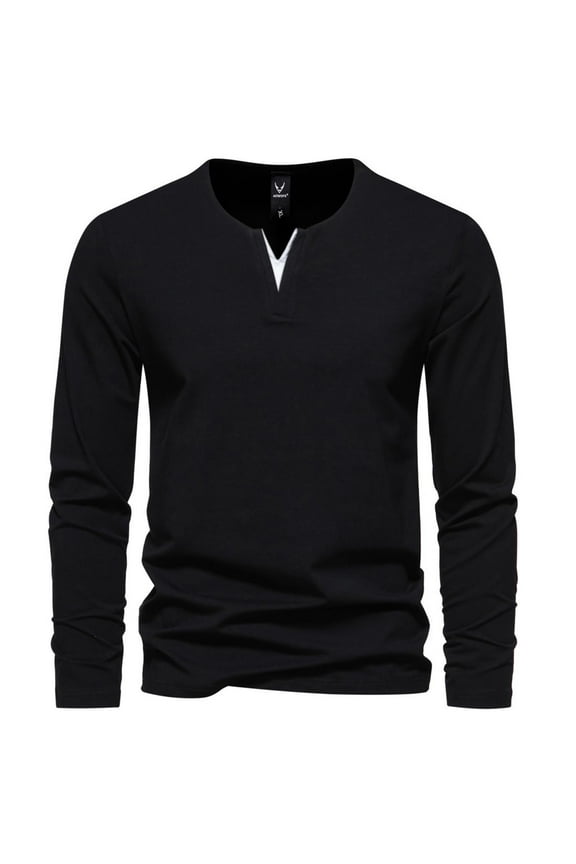 Men's Casual Comfortable Long Sleeve V Neck T Shirt Base,L